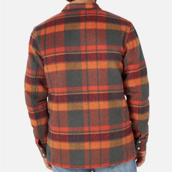 NWT Wrangler Flannel Shirt Jacket Quilted Lining Blaze Orange - Picture 2 of 5